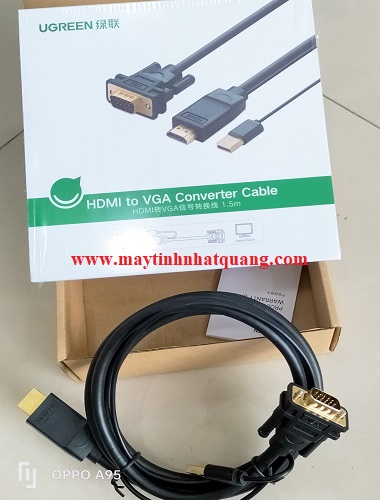 Cáp chuyển  HDMI to VGA dài 1,5m hỗ trợ nguồn Ugreen 30449